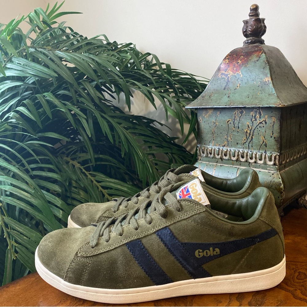 GOLA Equipe Suede Men's Olive Green and Navy Sneakers